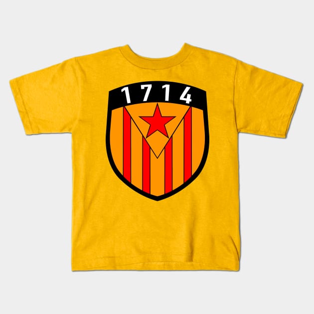 Catalunya 1714 estelada vermella flag Kids T-Shirt by GuitarManArts